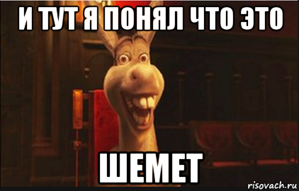 и тут я понял что это шемет, Мем Осел из Шрека