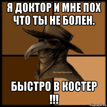 я доктор и мне пох что ты не болен. быстро в костер !!!, Мем Plague doctor