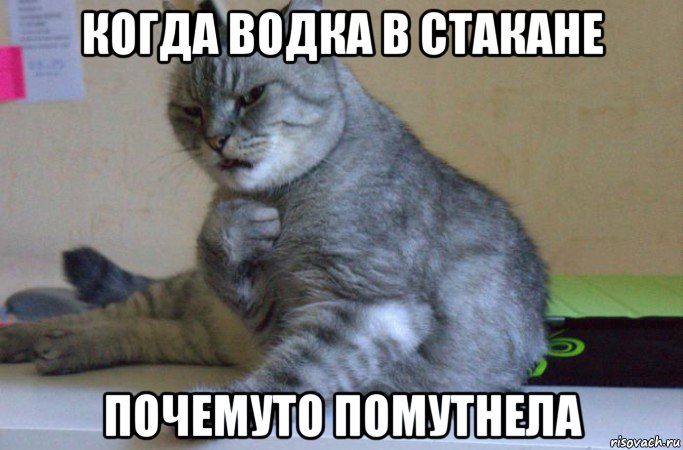 когда водка в стакане почемуто помутнела, Мем подозрительно