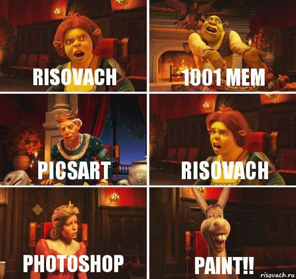 risovach 1001 mem picsart risovach photoshop PAINT!!, Комикс  Шрек Фиона Гарольд Осел
