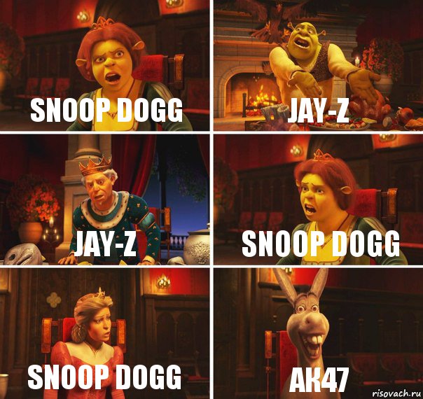 Snoop Dogg Jay-Z Jay-Z Snoop Dogg Snoop Dogg АК47, Комикс  Шрек Фиона Гарольд Осел