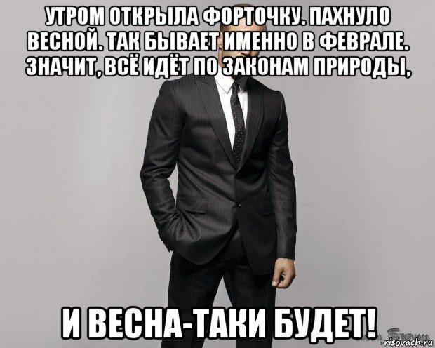 утром открыла форточку. пахнуло весной. так бывает именно в феврале. значит, всё идёт по законам природы, и весна-таки будет!, Мем  стетхем