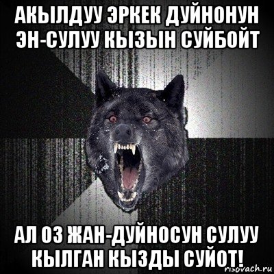 акылдуу эркек дуйнонун эн-сулуу кызын суйбойт ал оз жан-дуйносун сулуу кылган кызды суйот!, Мем Сумасшедший волк