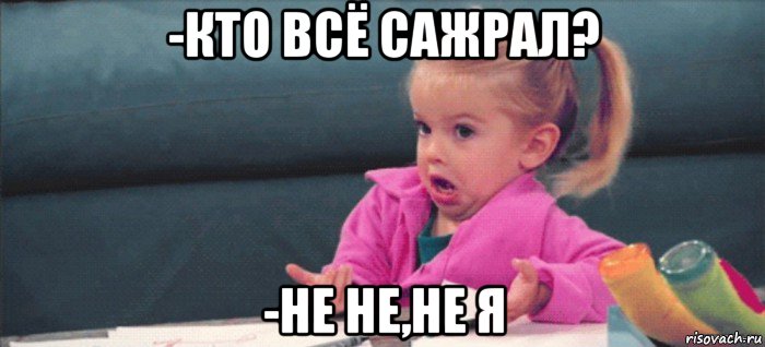 -кто всё сажрал? -не не,не я, Мем  Ты говоришь (девочка возмущается)