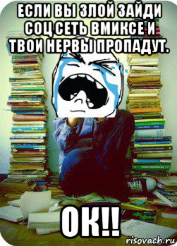 если вы злой зайди соц сеть вмиксе и твои нервы пропадут. ок!!, Мем Типовий десятикласник