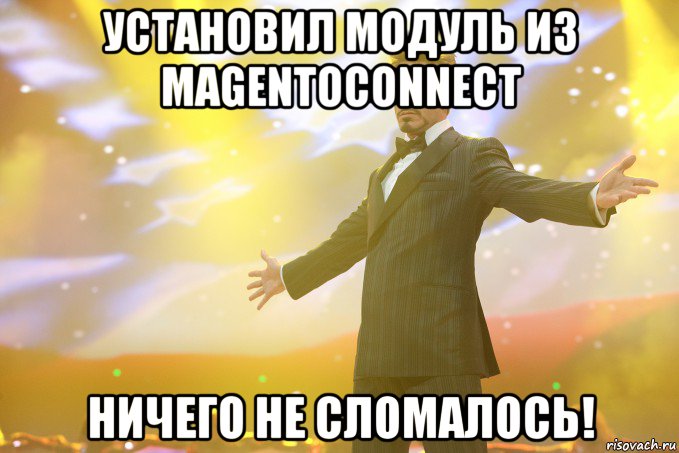 установил модуль из magentoconnect ничего не сломалось!, Мем Тони Старк (Роберт Дауни младший)