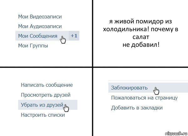 я живой помидор из холодильника! почему в салат
не добавил!, Комикс  Удалить из друзей