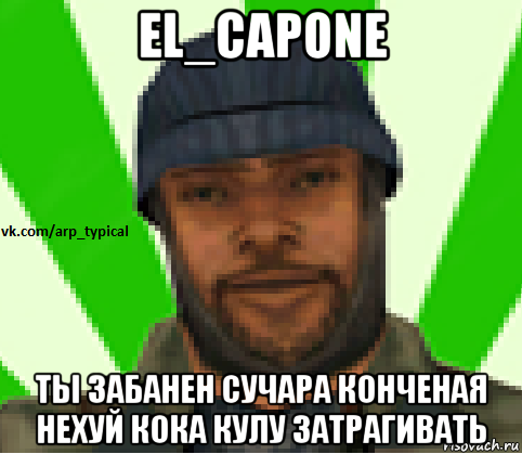 el_capone ты забанен сучара конченая нехуй кока кулу затрагивать, Мем Vkcomarptypical