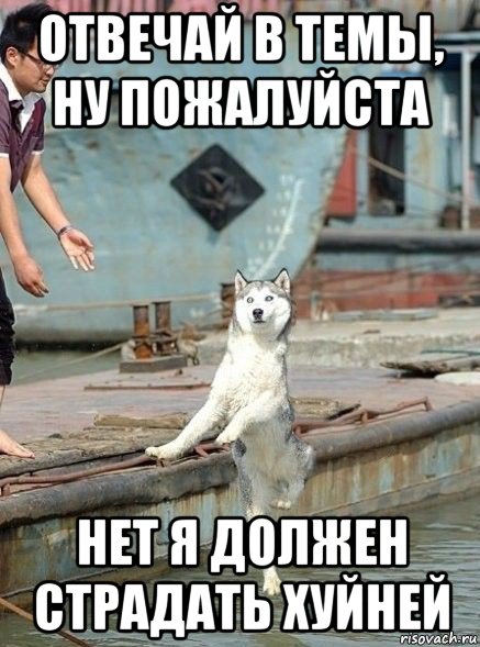 отвечай в темы, ну пожалуйста нет я должен страдать хуйней