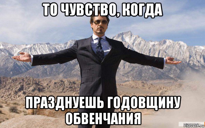 то чувство, когда празднуешь годовщину обвенчания, Мем железный человек