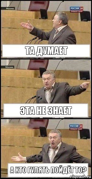 та думает эта не знает а кто гулять пойдёт то?, Комикс Жириновский разводит руками 3