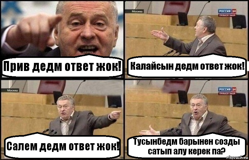 Прив дедм ответ жок! Калайсын дедм ответ жок! Салем дедм ответ жок! Тусынбедм барынен созды сатып алу керек па?, Комикс Жириновский