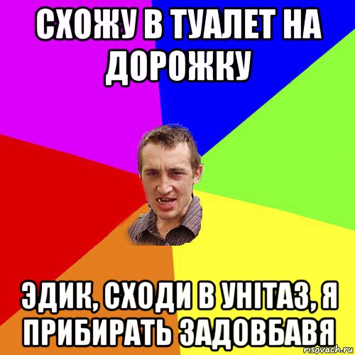 схожу в туалет на дорожку эдик, сходи в унітаз, я прибирать задовбавя, Мем Чоткий паца