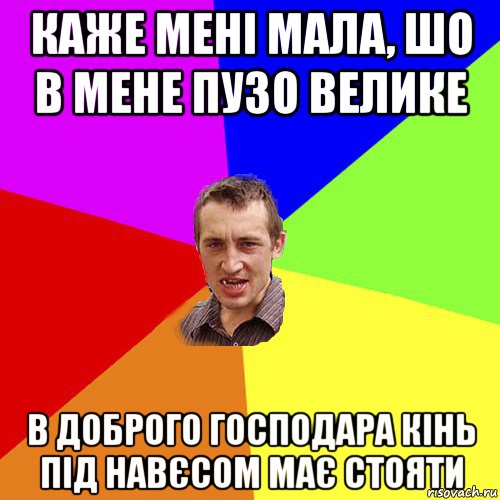 каже мені мала, шо в мене пузо велике в доброго господара кінь під навєсом має стояти, Мем Чоткий паца