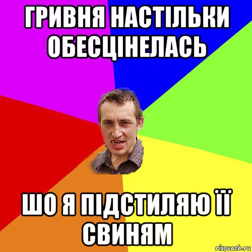 гривня настільки обесцінелась шо я підстиляю її свиням, Мем Чоткий паца