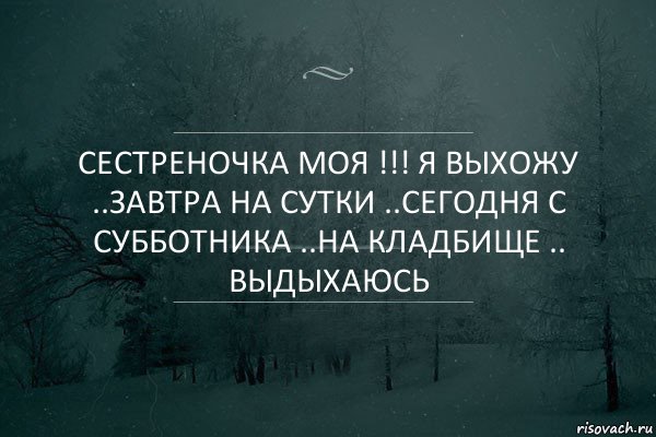 Сестреночка моя !!! Я выхожу ..Завтра на сутки ..Сегодня с субботника ..на кладбище .. Выдыхаюсь, Комикс Игра слов 5