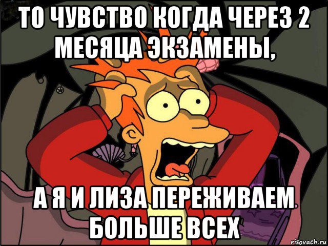 то чувство когда через 2 месяца экзамены, а я и лиза переживаем больше всех, Мем Фрай в панике