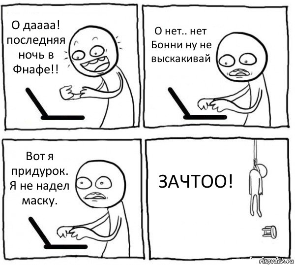 О даааа! последняя ночь в Фнафе!! О нет.. нет Бонни ну не выскакивай Вот я придурок. Я не надел маску. ЗАЧТОО!, Комикс интернет убивает