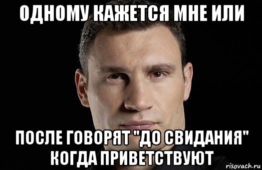 одному кажется мне или после говорят "до свидания" когда приветствуют, Мем Кличко