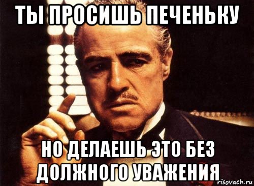 ты просишь печеньку но делаешь это без должного уважения, Мем крестный отец