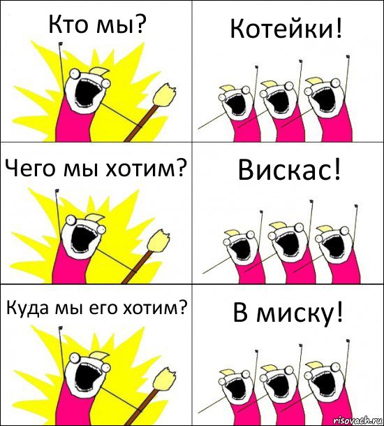 Кто мы? Котейки! Чего мы хотим? Вискас! Куда мы его хотим? В миску!, Комикс кто мы