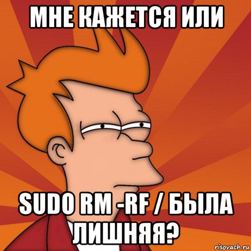 мне кажется или sudo rm -rf / была лишняя?, Мем Мне кажется или (Фрай Футурама)