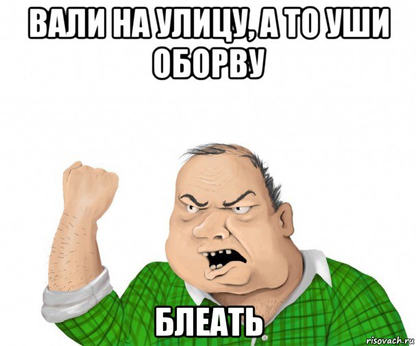 вали на улицу, а то уши оборву блеать, Мем мужик