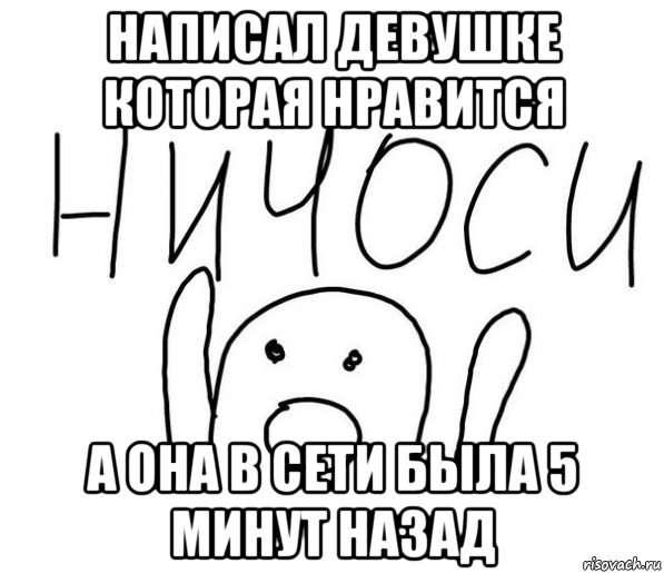 написал девушке которая нравится а она в сети была 5 минут назад, Мем  Ничоси