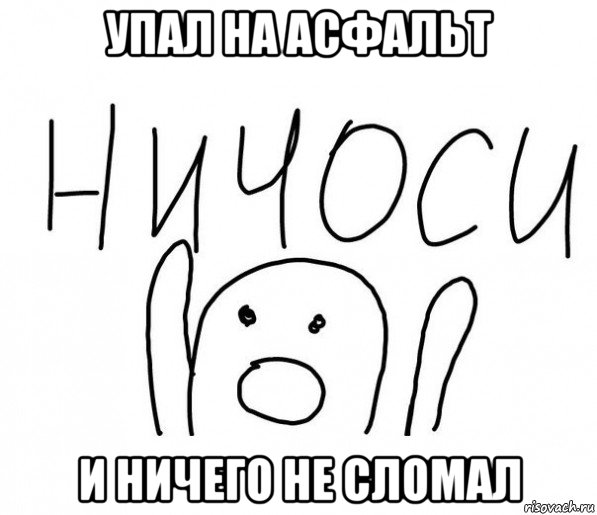 упал на асфальт и ничего не сломал, Мем  Ничоси