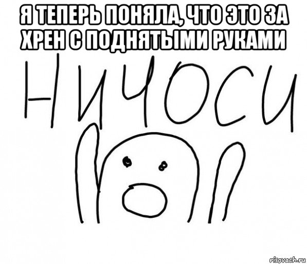 я теперь поняла, что это за хрен с поднятыми руками , Мем  Ничоси