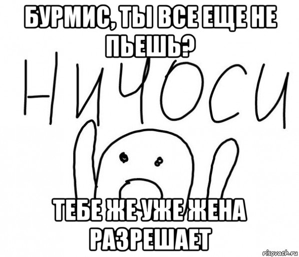 бурмис, ты все еще не пьешь? тебе же уже жена разрешает, Мем  Ничоси