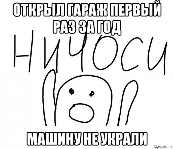 открыл гараж первый раз за год машину не украли, Мем  Ничоси