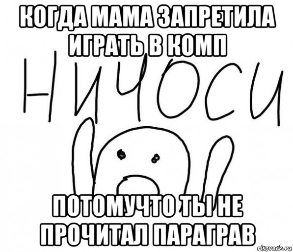 когда мама запретила играть в комп потомучто ты не прочитал параграв, Мем  Ничоси