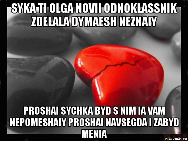 syka ti olga novii odnoklassnik zdelala dymaesh neznaiy proshai sychka byd s nim ia vam nepomeshaiy proshai navsegda i zabyd menia, Мем РАЗБИТОЕ СЕРДЦЕ