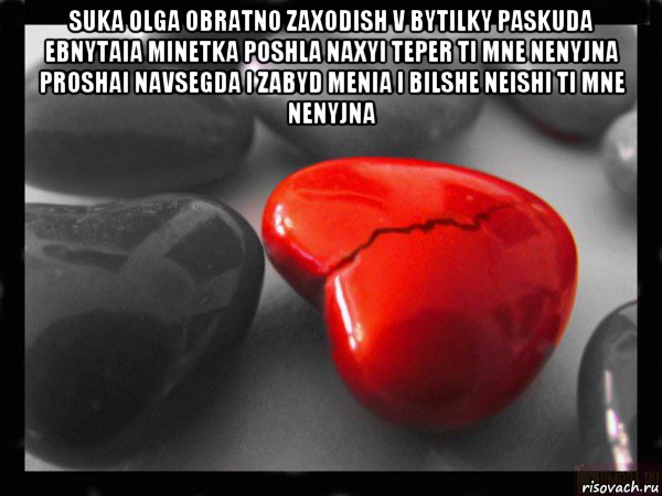 suka olga obratno zaxodish v bytilky paskuda ebnytaia minetka poshla naxyi teper ti mne nenyjna proshai navsegda i zabyd menia i bilshe neishi ti mne nenyjna , Мем РАЗБИТОЕ СЕРДЦЕ