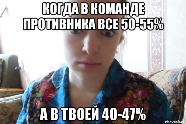 когда в команде противника все 50-55% а в твоей 40-47%, Мем    Скайп файлообменник