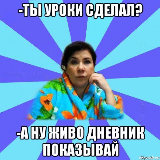 -ты уроки сделал? -а ну живо дневник показывай, Мем типичная мама