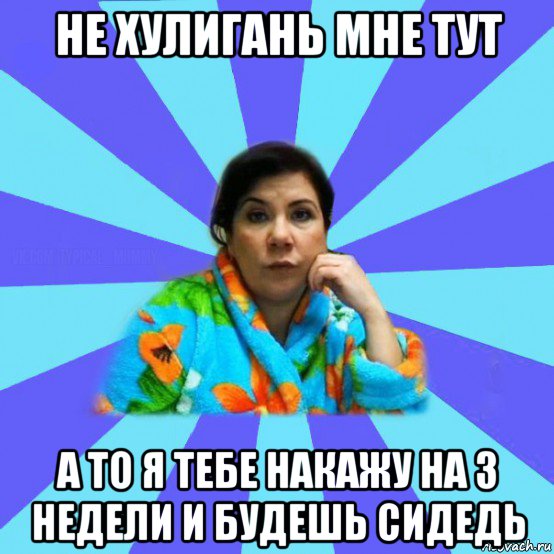 не хулигань мне тут а то я тебе накажу на 3 недели и будешь сидедь, Мем типичная мама