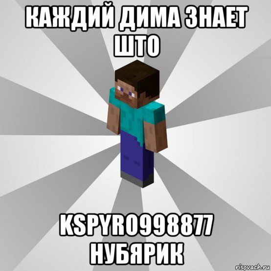 каждий дима знает што kspyro998877 нубярик, Мем Типичный игрок Minecraft