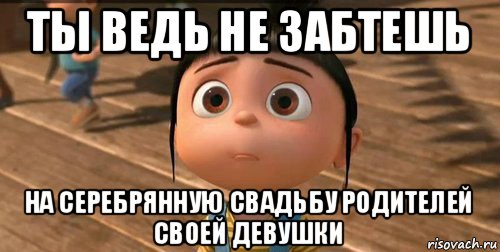 ты ведь не забтешь на серебрянную свадьбу родителей своей девушки, Мем    Агнес Грю