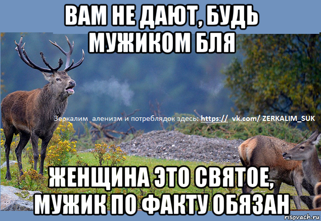 вам не дают, будь мужиком бля женщина это святое, мужик по факту обязан