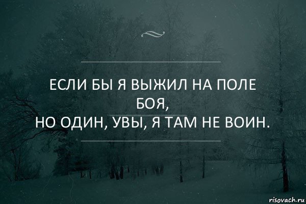 Если бы я выжил на поле боя,
Но один, увы, я там не воин.