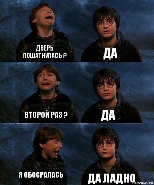 дверь пошатнулась ? да второй раз ? да я обосралась ДА ЛАДНО, Комикс гарри и рон в пещере пауков