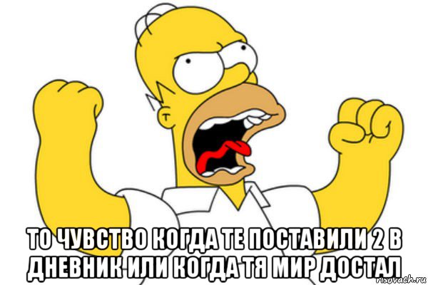  то чувство когда те поставили 2 в дневник или когда тя мир достал, Мем Разъяренный Гомер