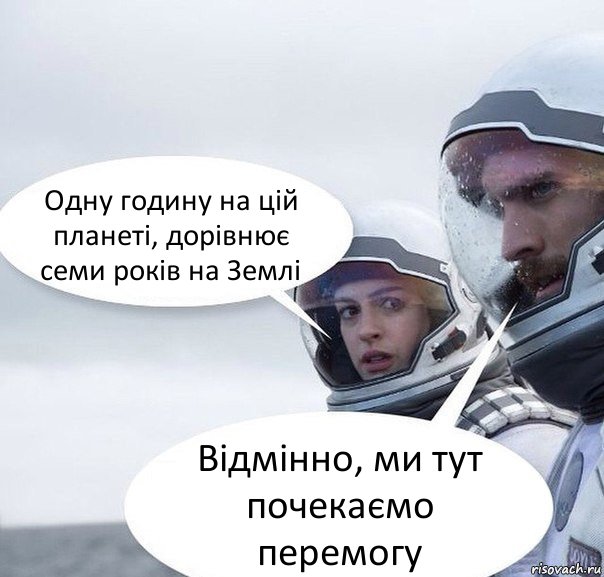 Одну годину на цій планеті, дорівнює семи років на Землі Відмінно, ми тут почекаємо перемогу, Комикс Интерстеллар