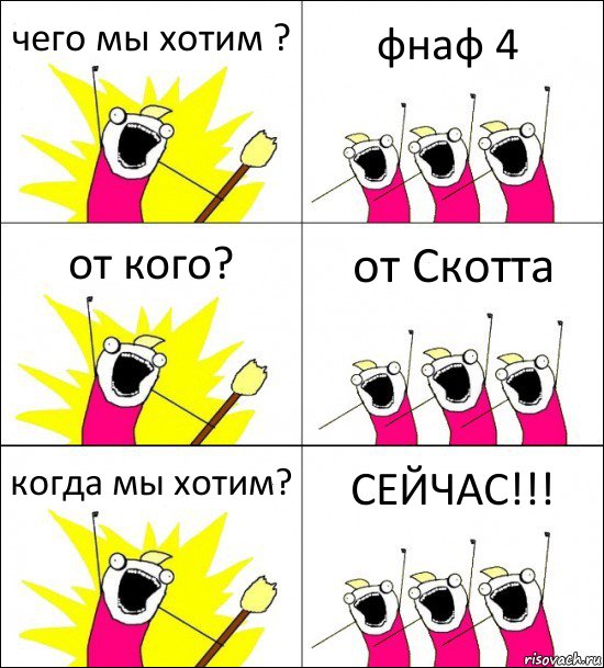 чего мы хотим ? фнаф 4 от кого? от Скотта когда мы хотим? СЕЙЧАС!!!, Комикс кто мы