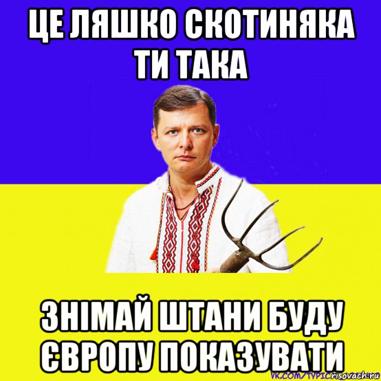 це ляшко скотиняка ти така знімай штани буду європу показувати, Мем ляшко