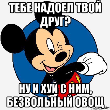 тебе надоел твой друг? ну и хуй с ним, безвольный овощ, Мем микки