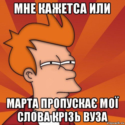 мне кажетса или марта пропускає мої слова крізь вуза, Мем Мне кажется или (Фрай Футурама)