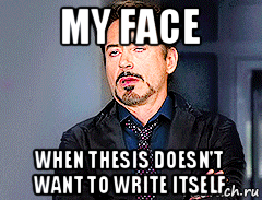 my face when thesis doesn't want to write itself